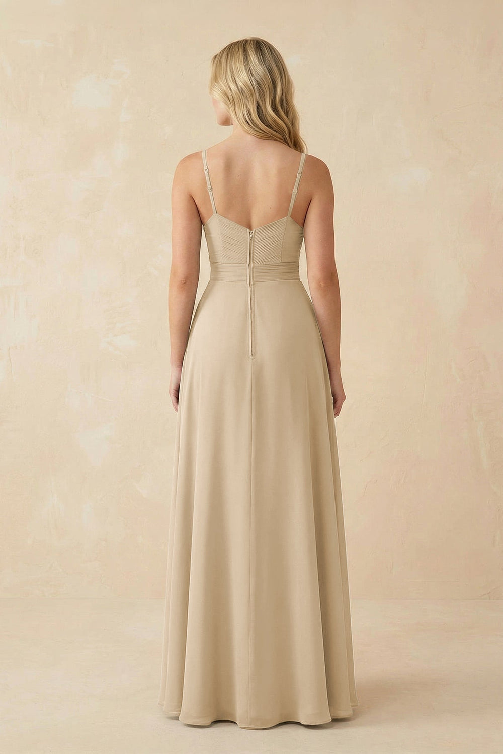 Sweetheart A-Line Pleated Chiffon Bridesmaid Dress in Champagne