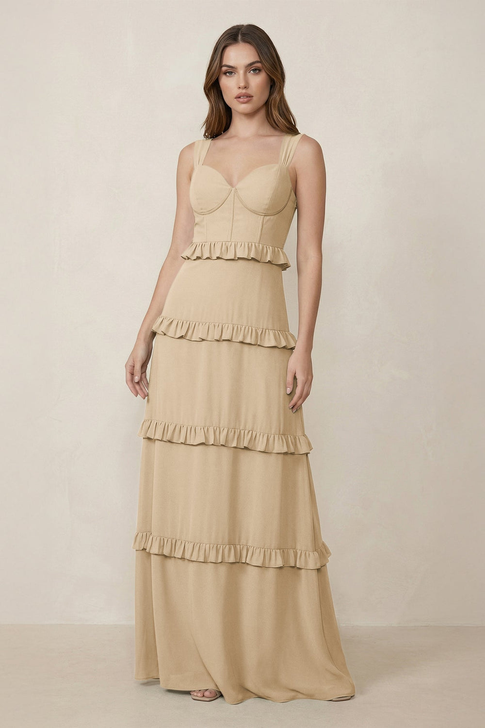 Sweetheart Tiered A-Line Chiffon Bridesmaid Dress in Champagne