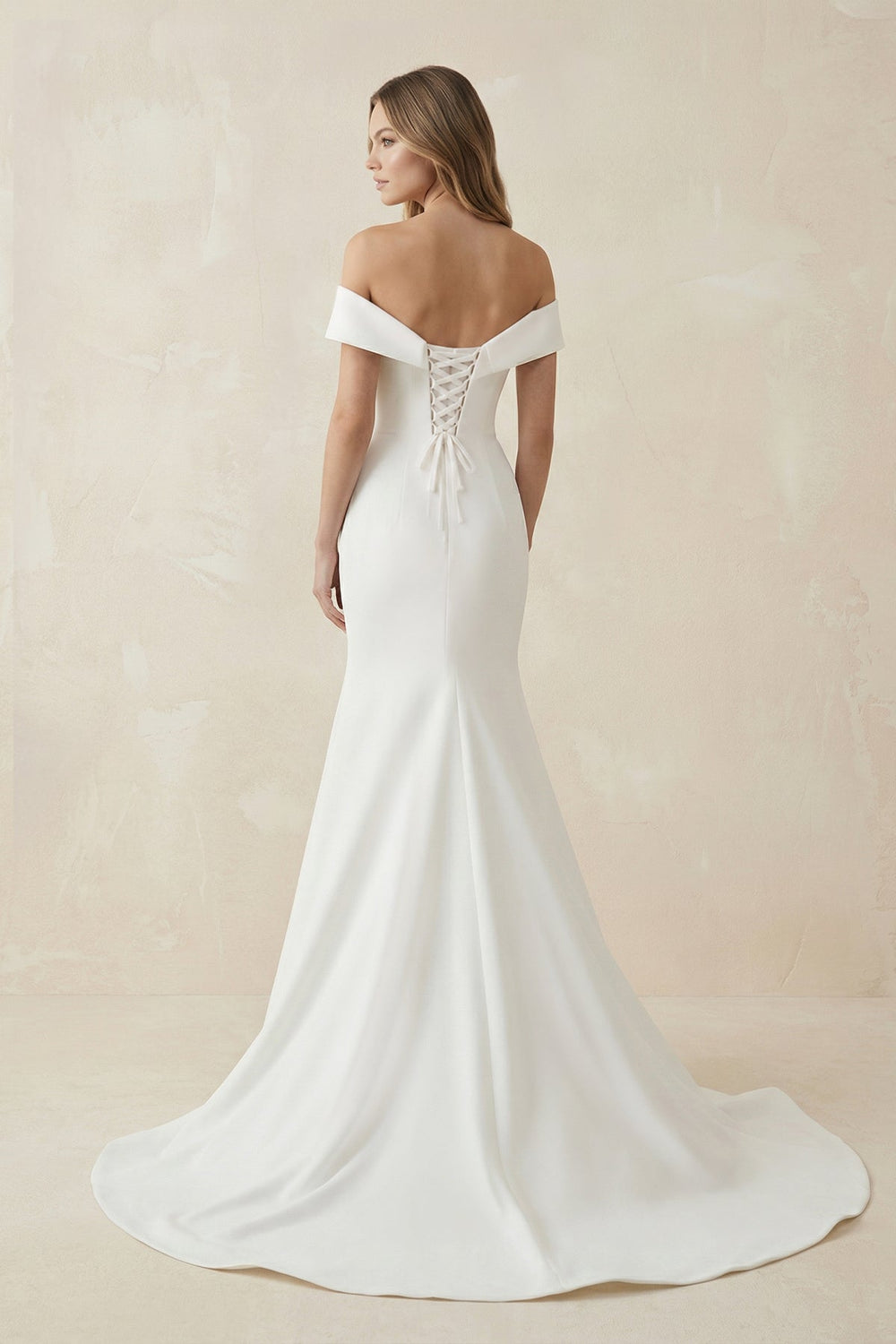 Simple Mermaid Off-the-Shoulder Wedding Dress