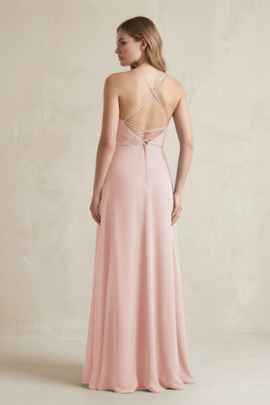 Chiffon A-Line Ruched Cami Strap Bridesmaid Dress  in Rose Petal (2) | KISSBRIDAL