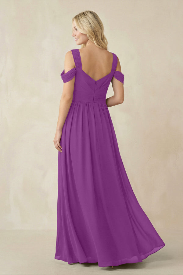 Chiffon A-Line Bridesmaid Dress with Slit  in Amethyst - KISS BRIDAL BRIDESMAID DRESSES