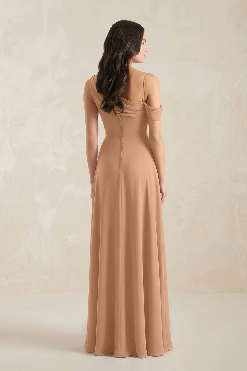 One-Shoulder Chiffon A-Line Bridesmaid Dress in Bronzer