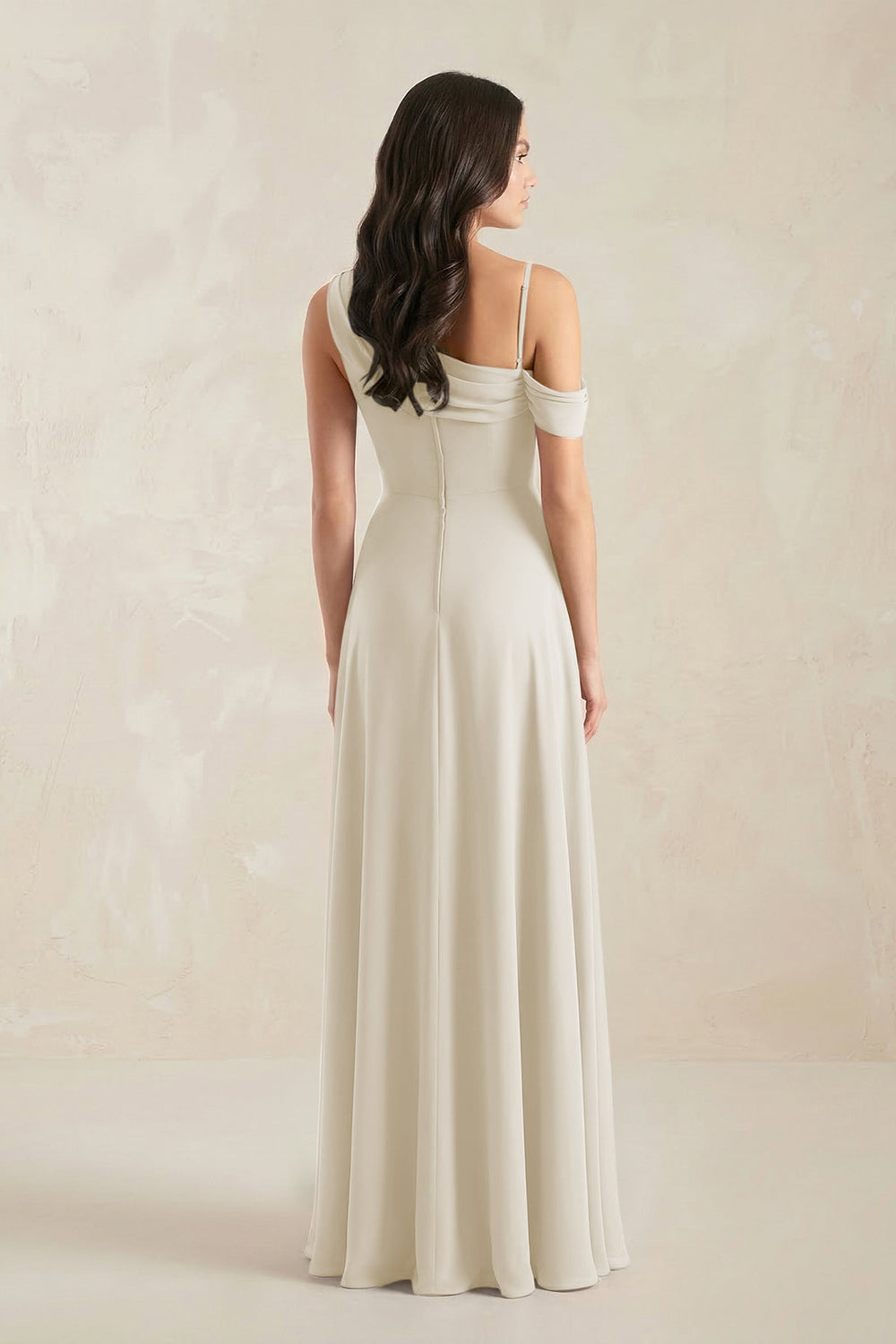 One-Shoulder Chiffon A-Line Bridesmaid Dress in Dove Gray