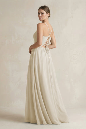 A-Line Spaghetti Strap Chiffon Bridesmaid Dress in Dove Gray - KISS BRIDAL BRIDESMAID DRESSES