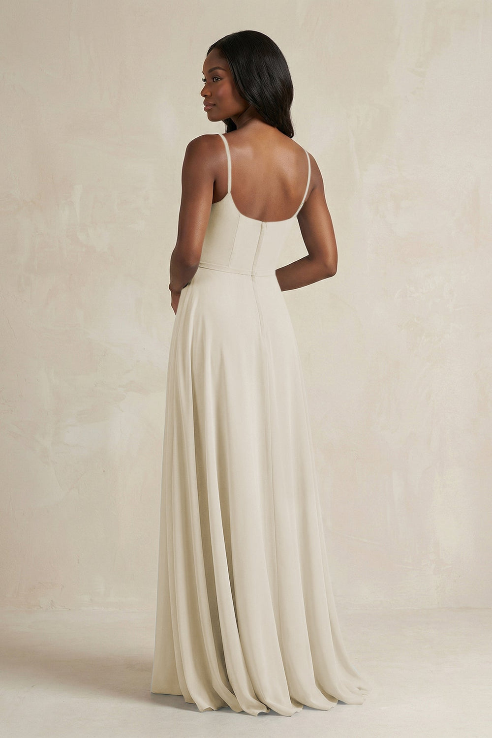 A-Line Spaghetti Straps Chiffon Bridesmaid Dress in Dove Gray