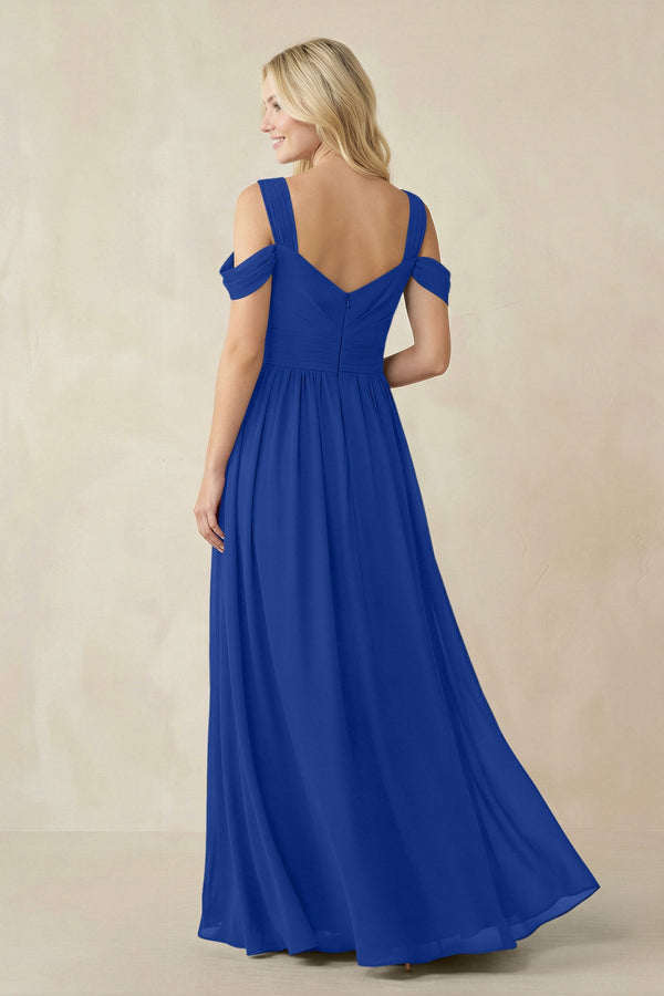 Chiffon A-Line Bridesmaid Dress with Slit  in Royal Blue - KISS BRIDAL BRIDESMAID DRESSES