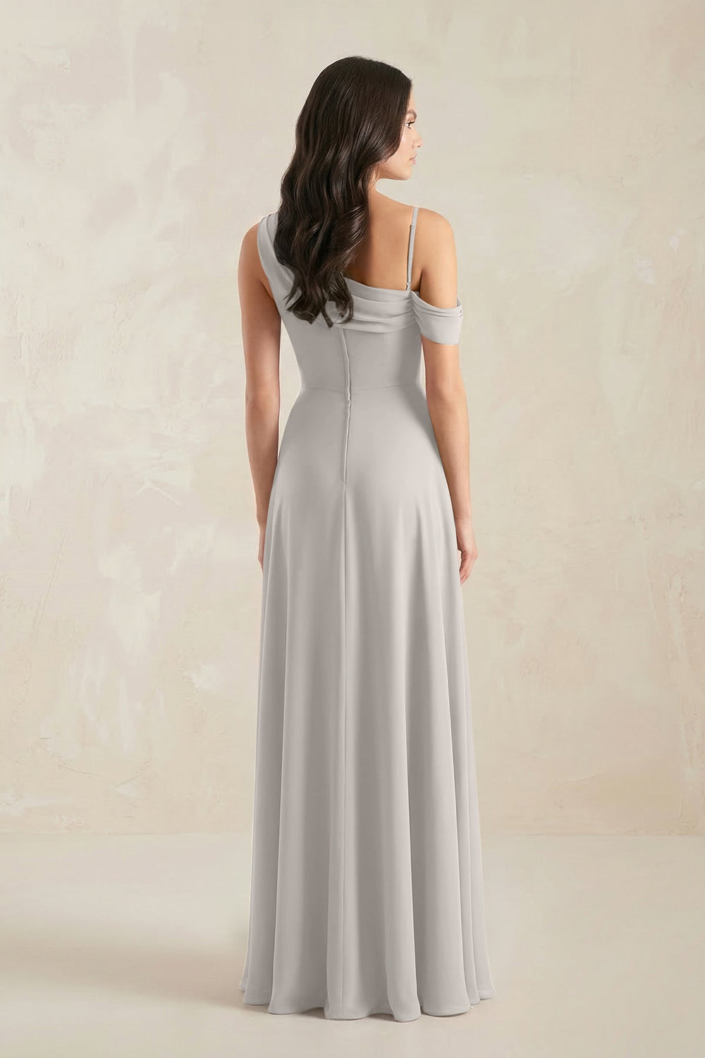 One-Shoulder Chiffon A-Line Bridesmaid Dress in Silver
