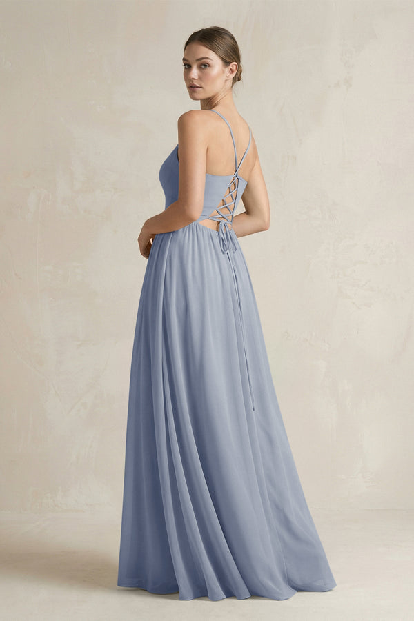 A-Line Spaghetti Strap Chiffon Bridesmaid Dress in Twilight - KISS BRIDAL BRIDESMAID DRESSES