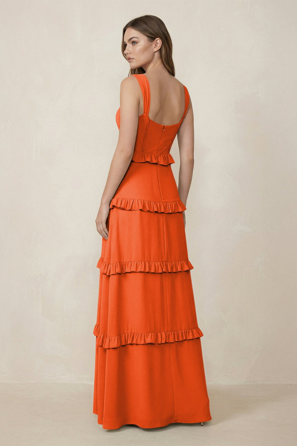 Sweetheart Tiered A-Line Chiffon Bridesmaid Dress in Cinnamon