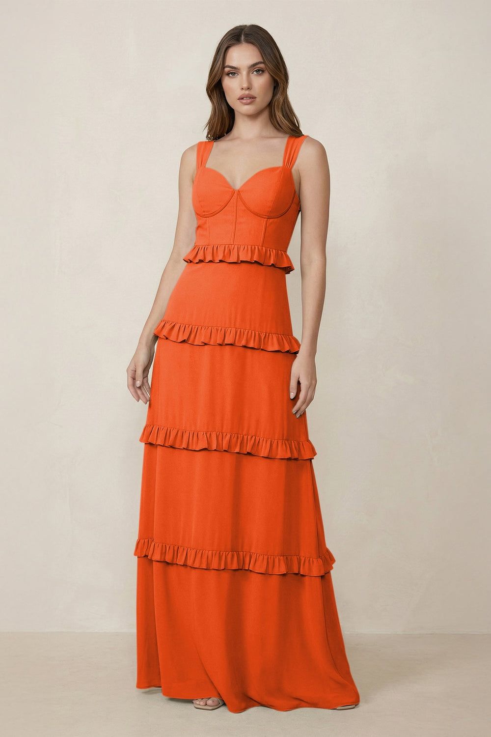 Sweetheart Tiered A-Line Chiffon Bridesmaid Dress in Cinnamon