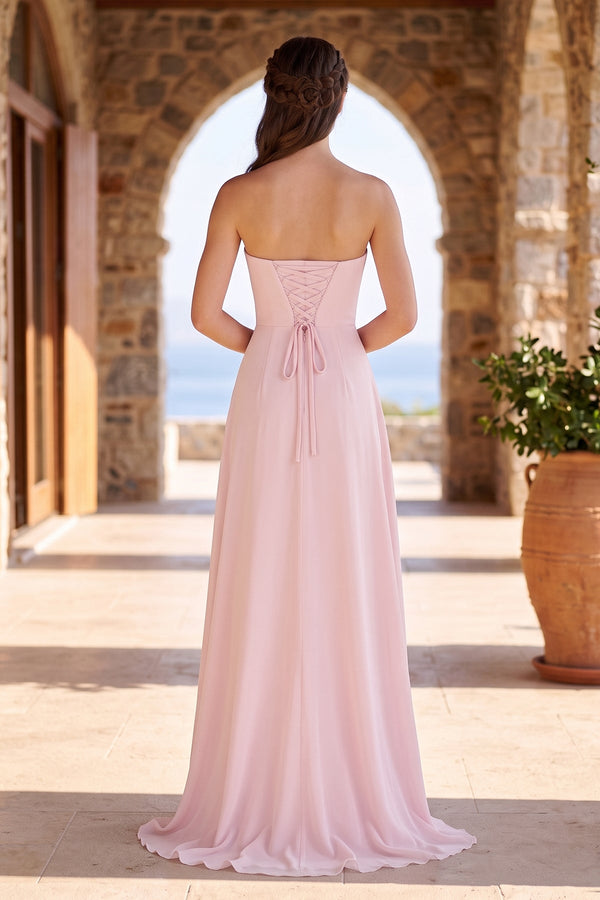 Pink Cowl Neck High Low Maxi Dress - KISSBRIDAL