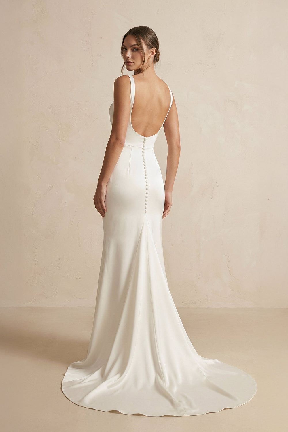 Cowl Neck Mermaid Satin Wedding Dress in Ivory