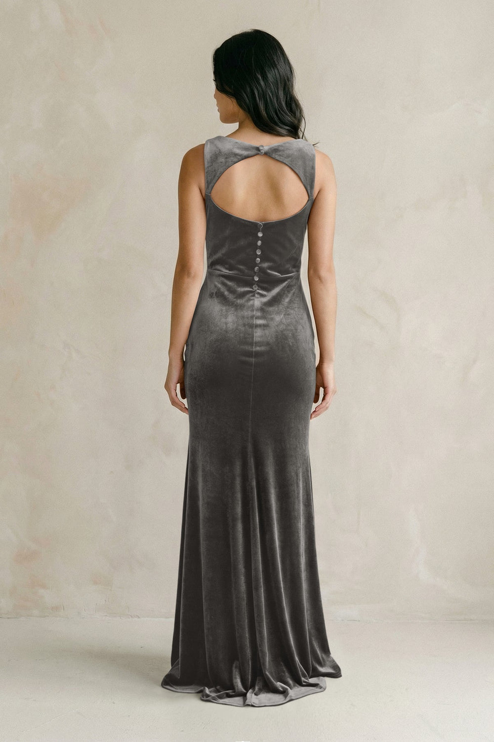 Cowl Neck Mermaid Velvet Bridesmaid Dress in Frost