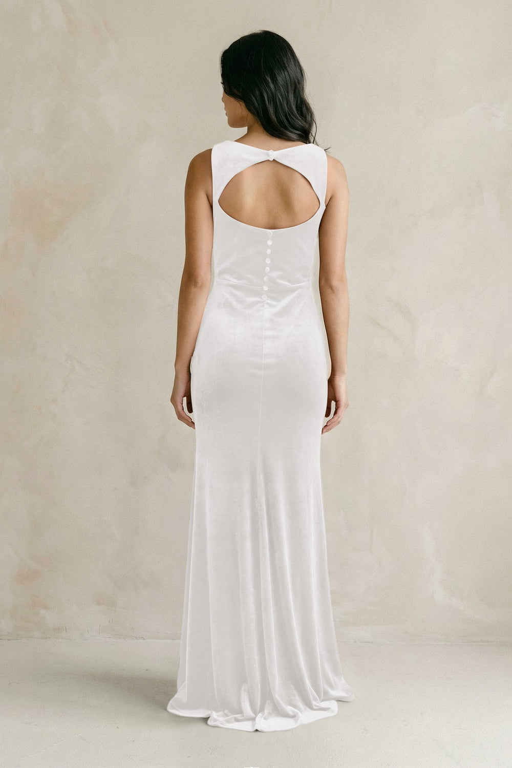 Cowl Neck Mermaid Velvet Bridesmaid Dress in Ivory