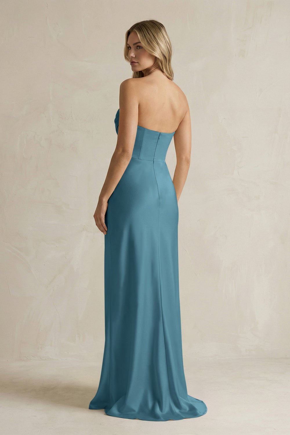 Cowl Neck Sheath Corset Bridesmaid Dress in Dark Teal