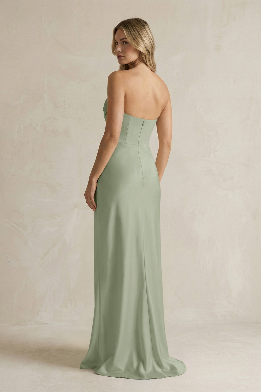 Cowl Neck Sheath Corset Bridesmaid Dress in Dove Gray