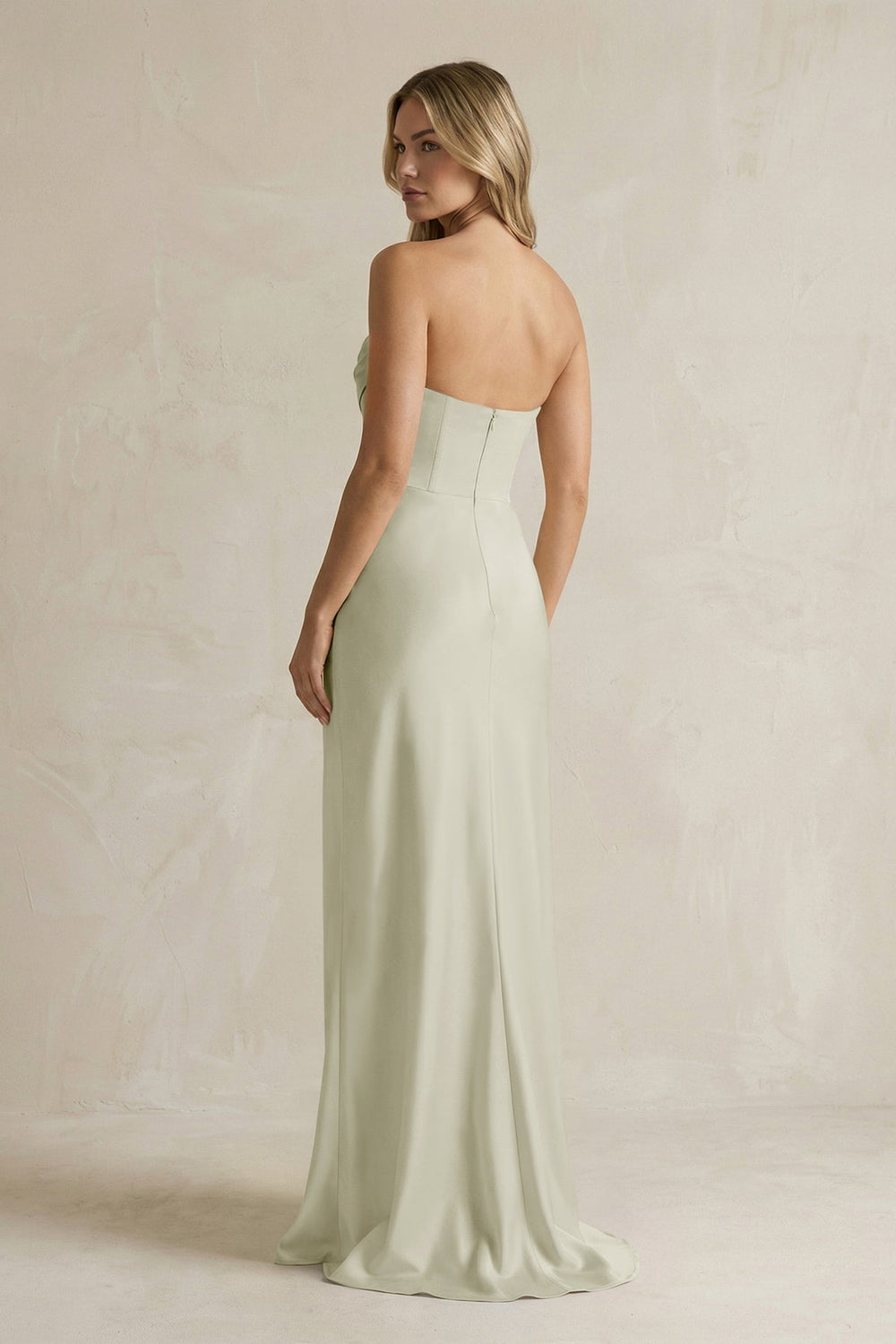 Cowl Neck Sheath Corset Bridesmaid Dress in Frost