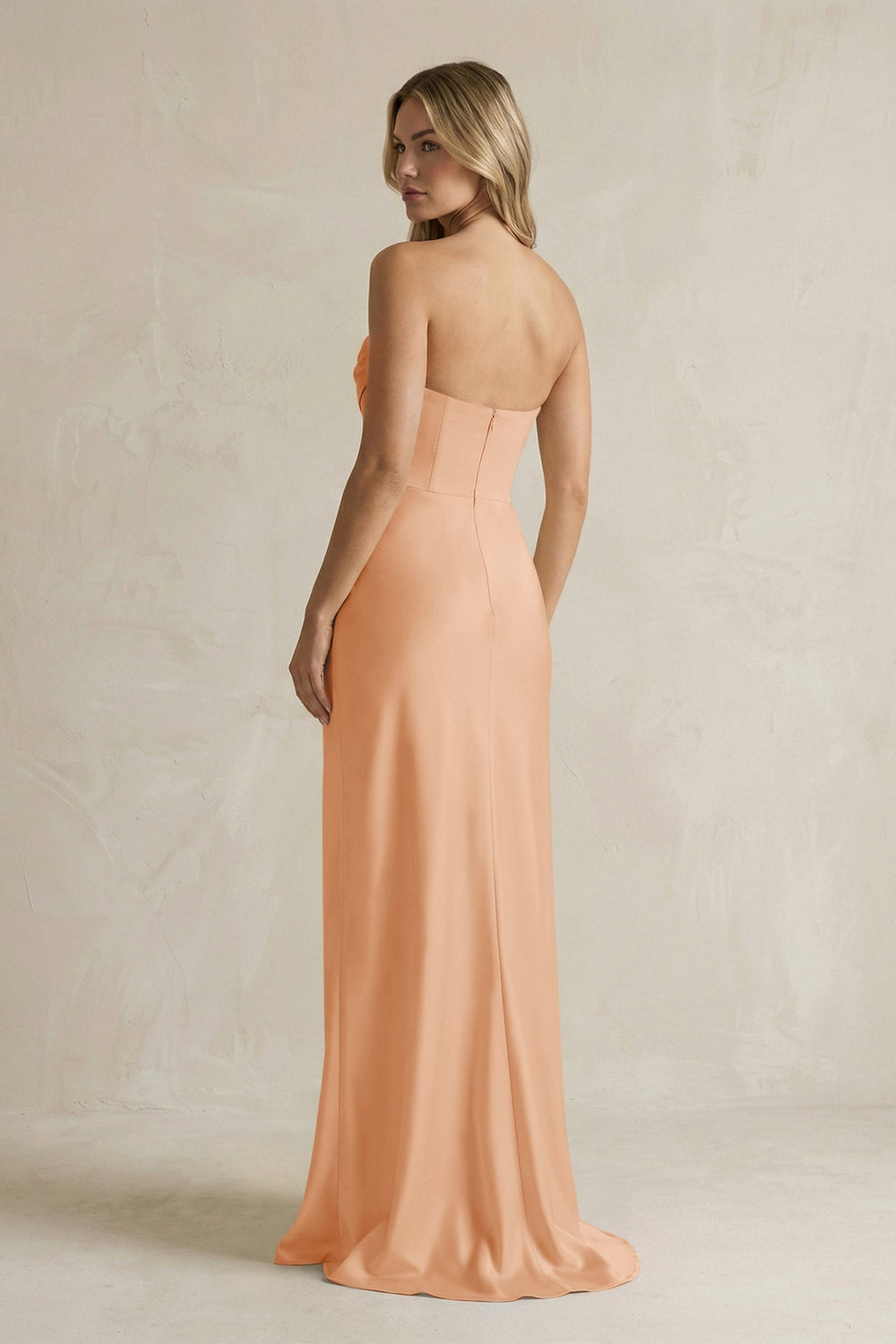 Cowl Neck Sheath Corset Bridesmaid Dress in Golden Champagne