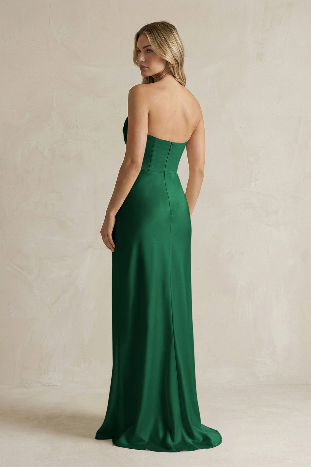 Cowl Neck Sheath Corset Bridesmaid Dress in Green