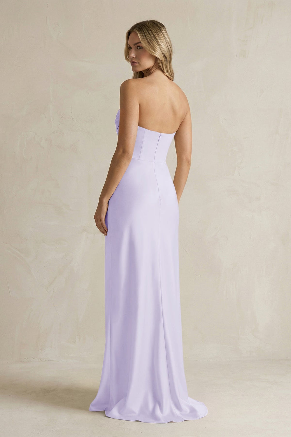 Cowl Neck Sheath Corset Bridesmaid Dress in Lavender