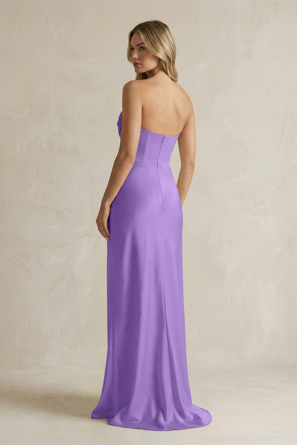 Cowl Neck Sheath Corset Bridesmaid Dress in Lilac