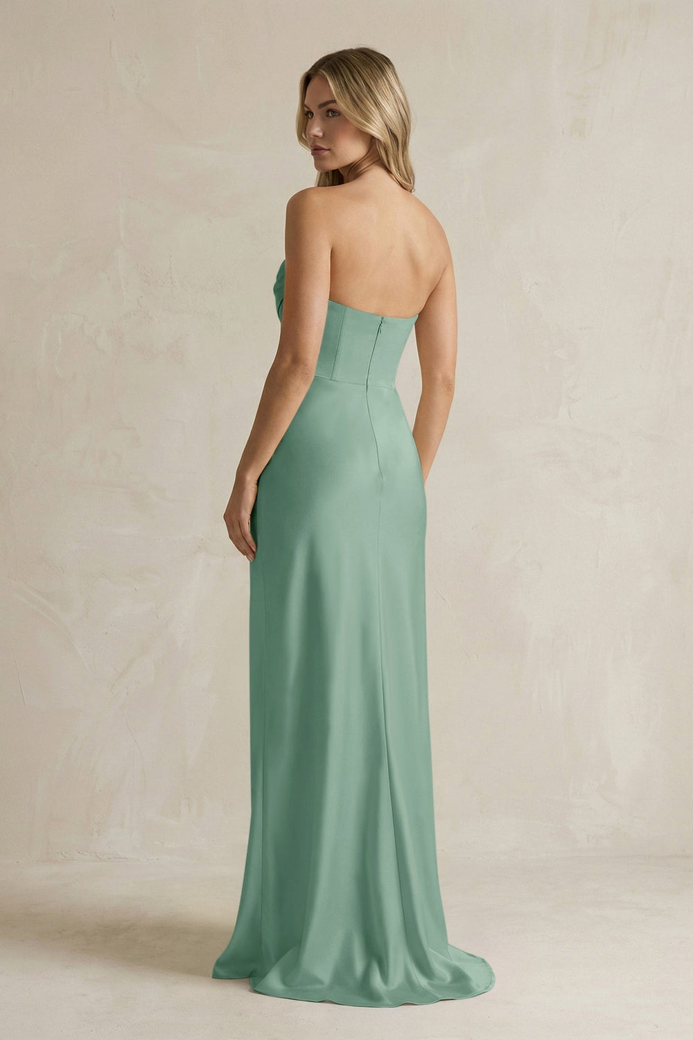 Cowl Neck Sheath Corset Bridesmaid Dress in Mint Green