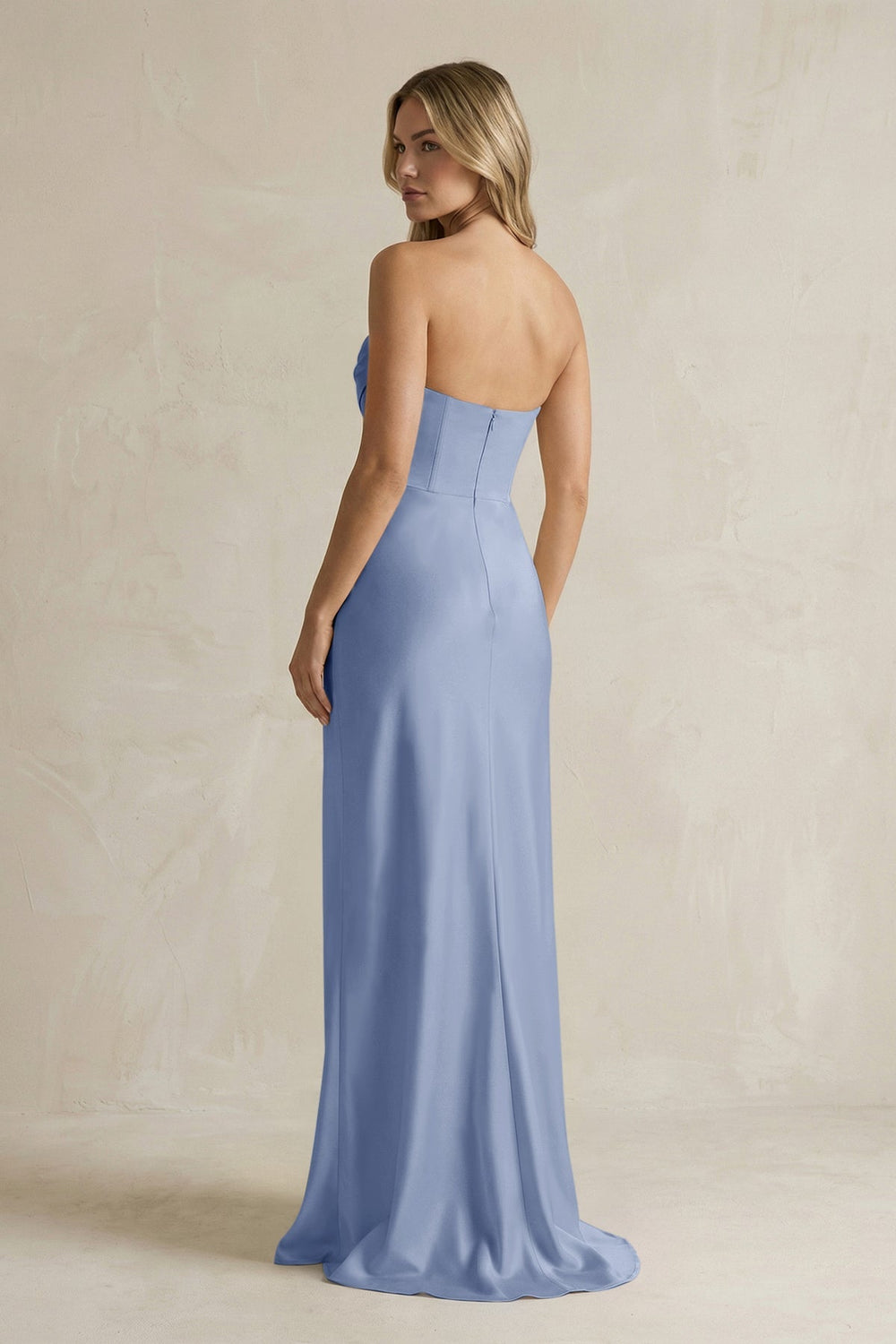 Cowl Neck Sheath Corset Bridesmaid Dress in Mist