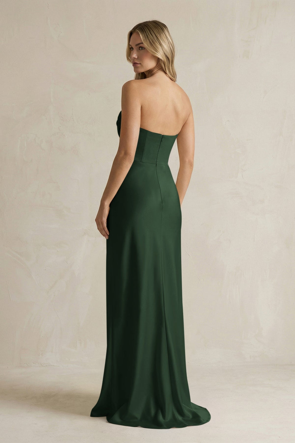 Cowl Neck Sheath Corset Bridesmaid Dress in Moss