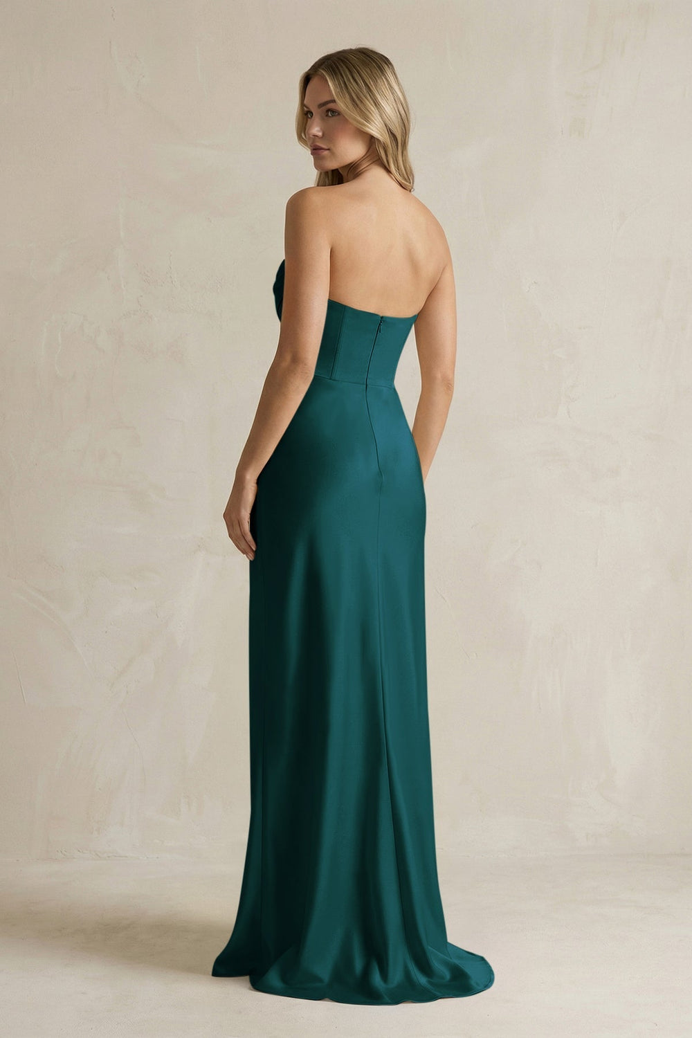 Cowl Neck Sheath Corset Bridesmaid Dress in Pine
