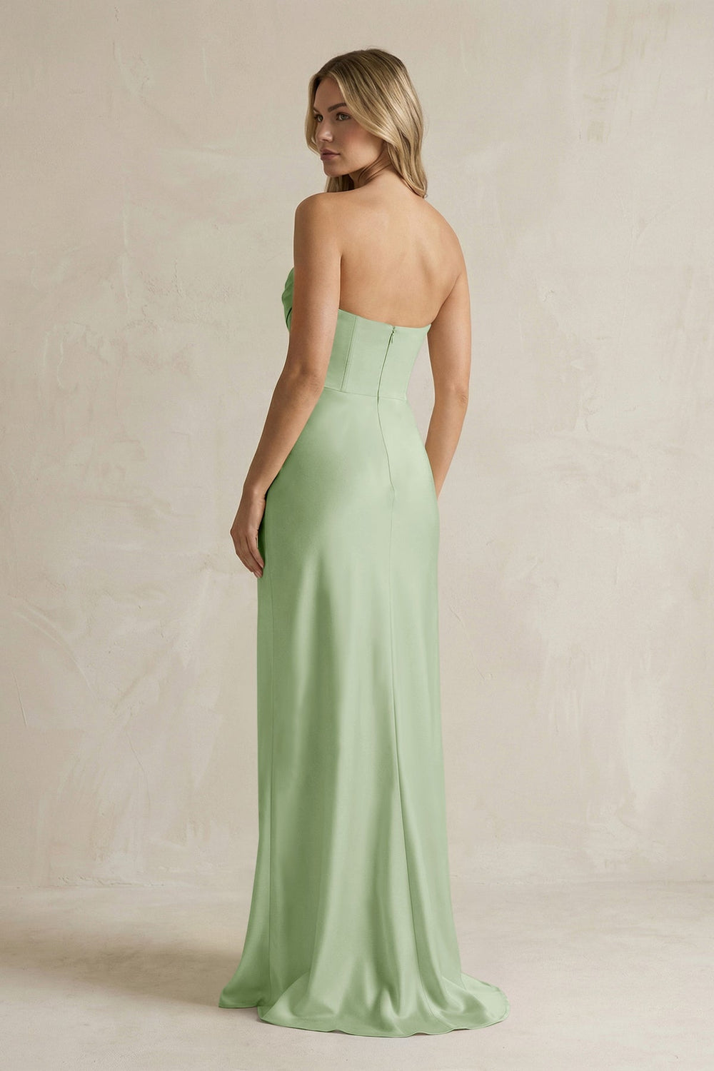 Cowl Neck Sheath Corset Bridesmaid Dress in Sage