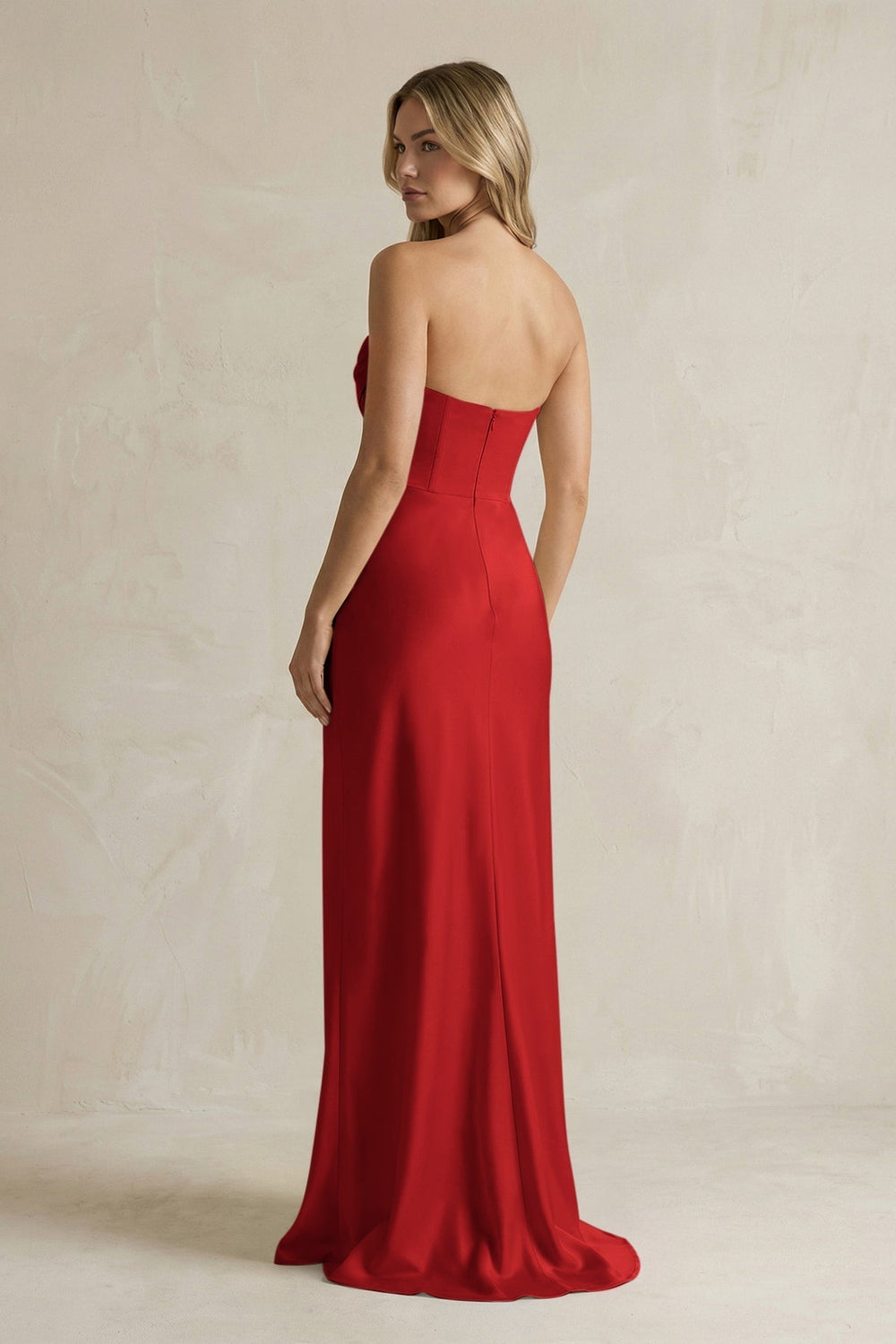 Cowl Neck Sheath Corset Bridesmaid Dress in Spice