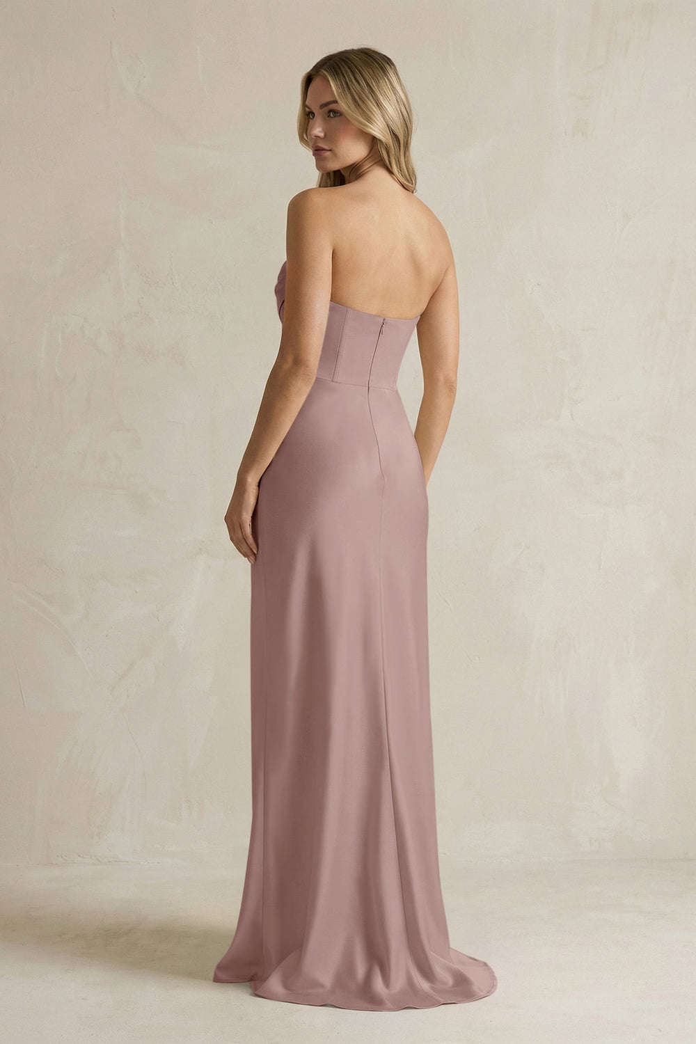 Cowl Neck Sheath Corset Bridesmaid Dress in Toffee