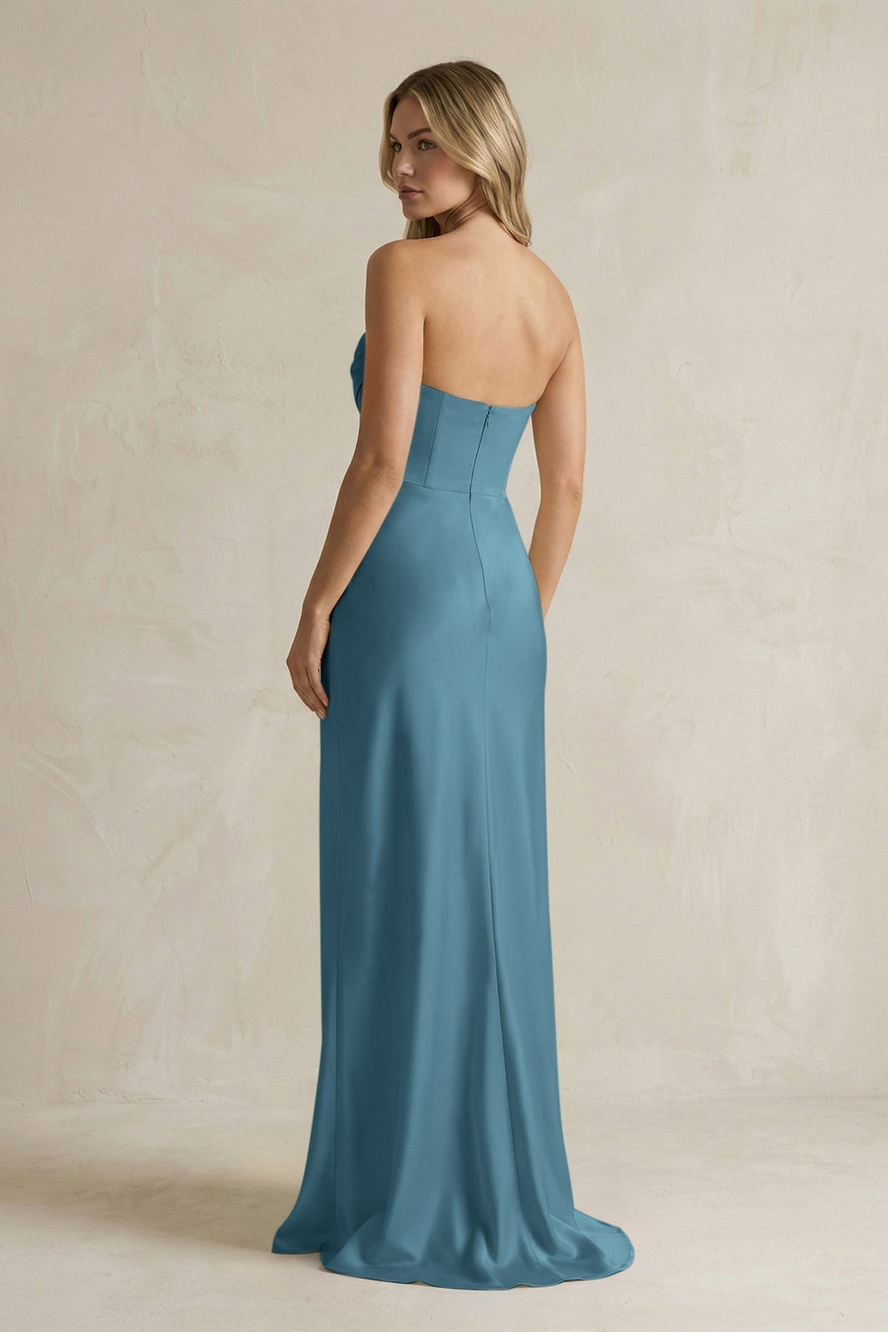 Cowl Neck Sheath Corset Bridesmaid Dress in Twilight