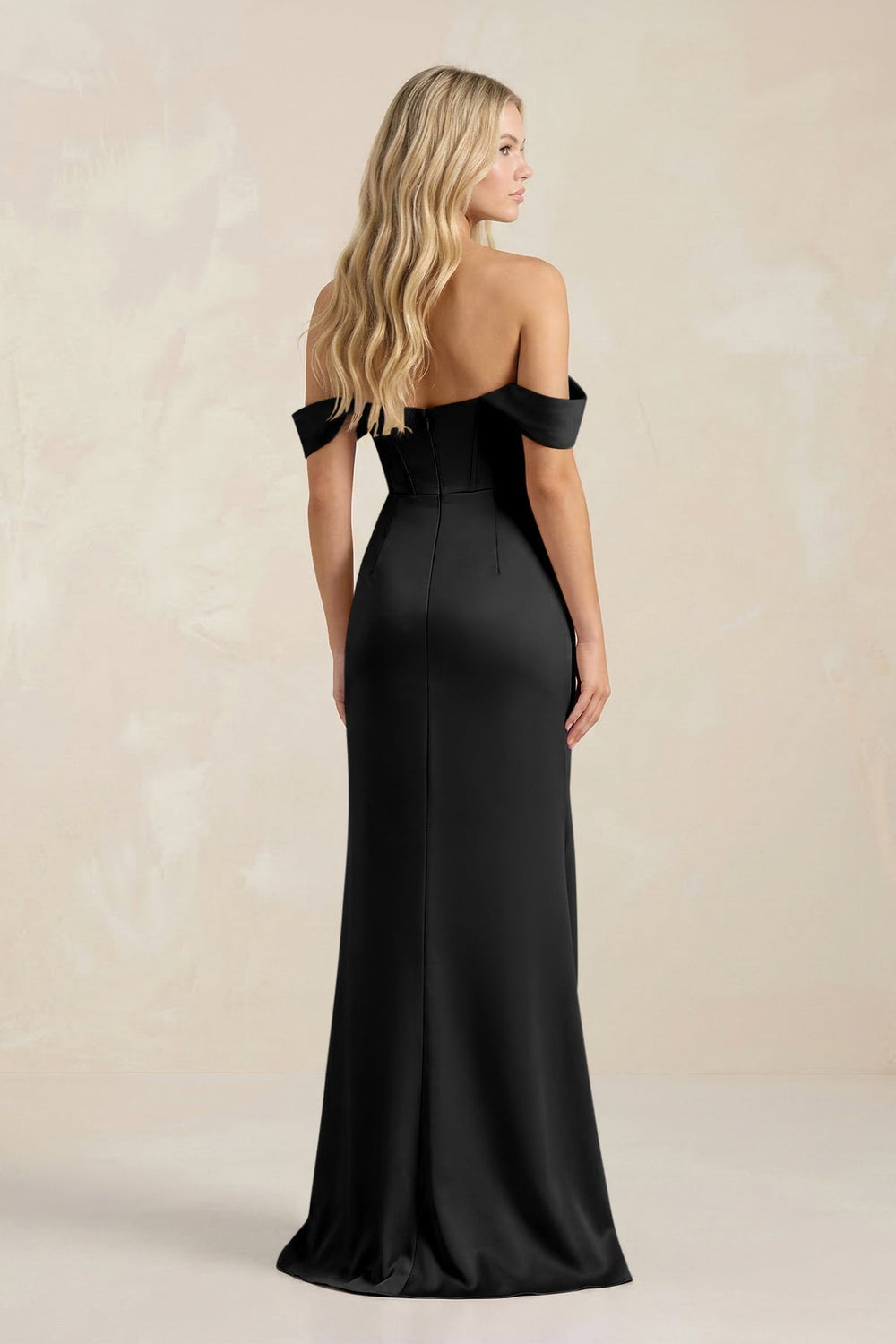 Cowl Neck Sheath Satin Bridesmaid Dress With Detachable Sleeves in Black