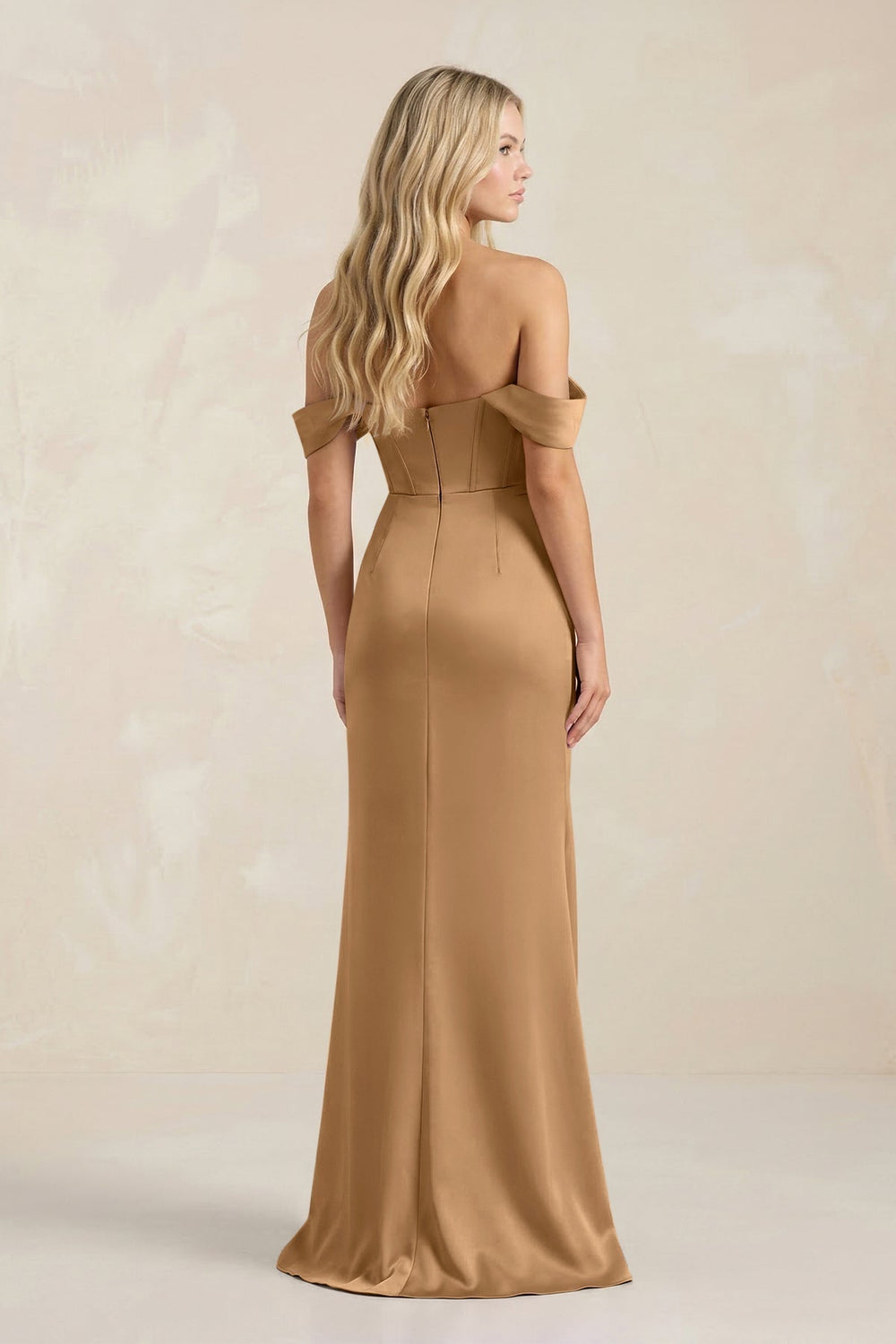 Cowl Neck Sheath Satin Bridesmaid Dress With Detachable Sleeves in Bronzer
