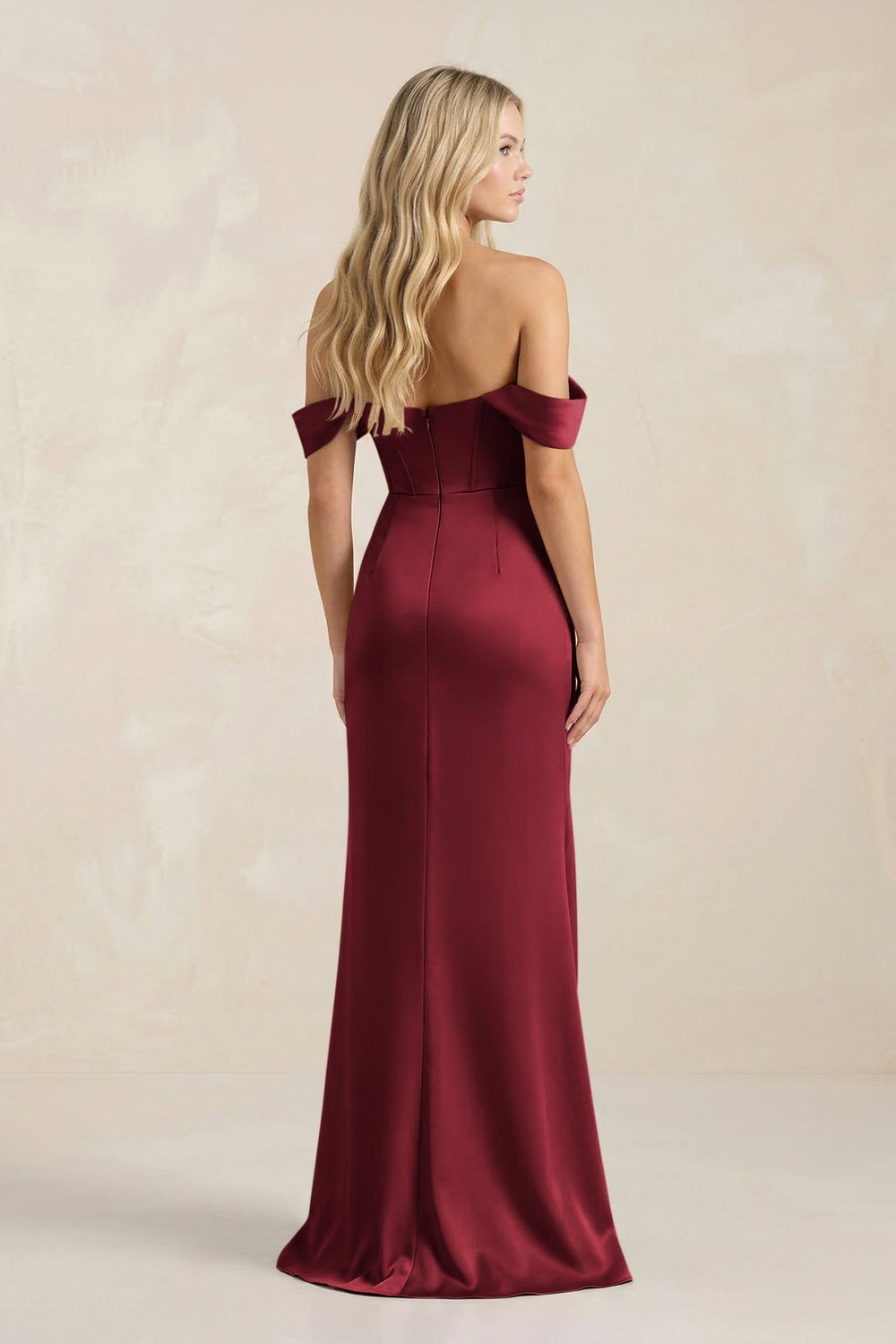 Cowl Neck Sheath Satin Bridesmaid Dress With Detachable Sleeves in Burgundy
