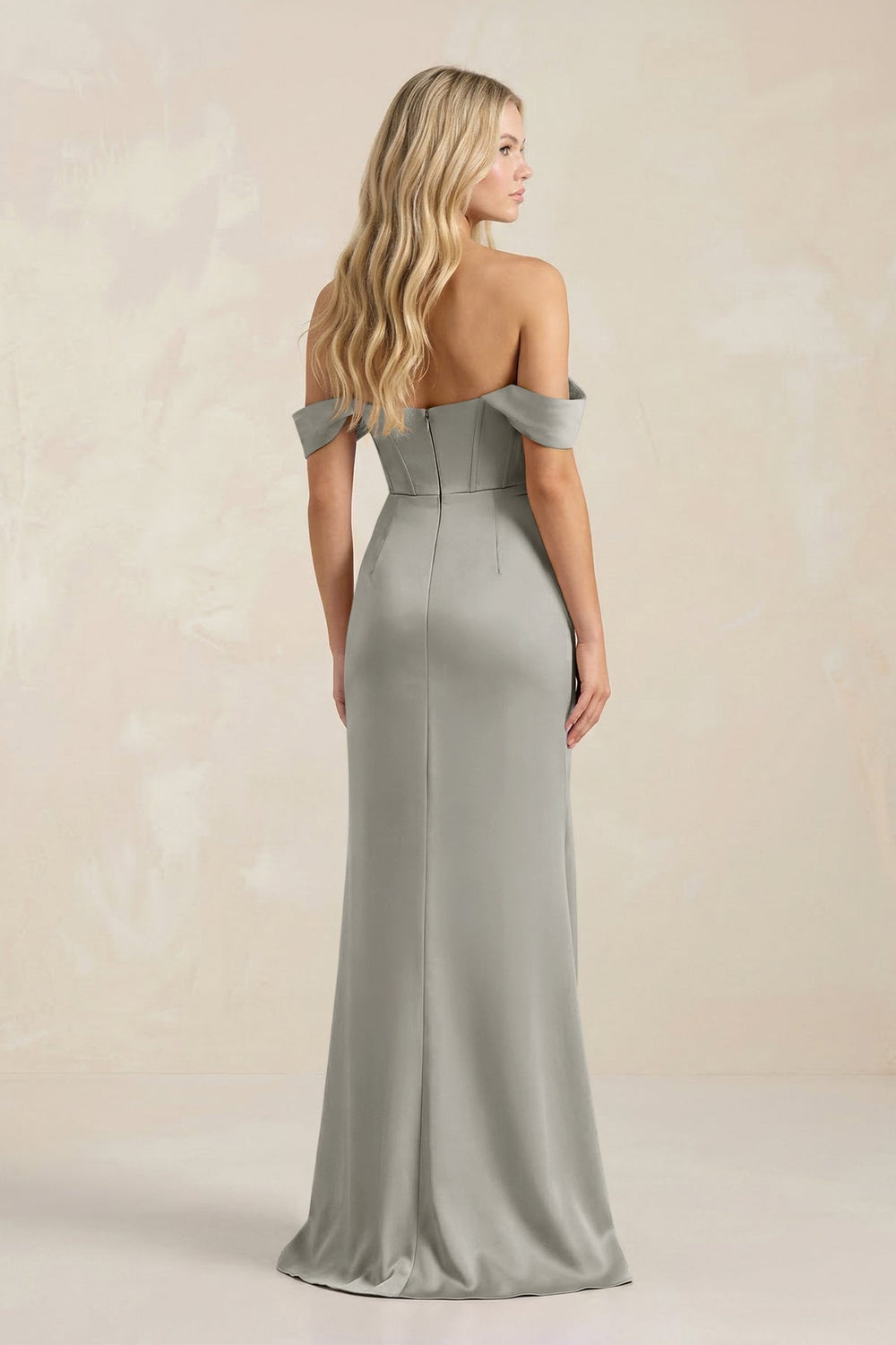Cowl Neck Sheath Satin Bridesmaid Dress With Detachable Sleeves in Silver