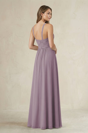 Cross Halter A-Line Pleated Bridesmaid Dress in Dusk (2) | KISSBRIDAL