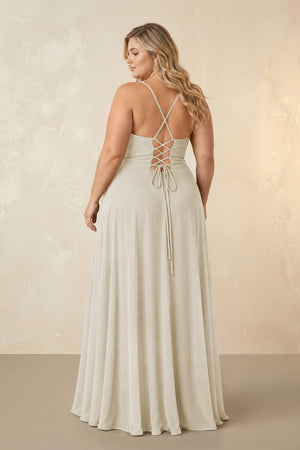 Dove Gray Spaghetti Straps Chiffon A-Line Bridesmaid Dress (2) [sizeplus] | KISSBRIDAL
