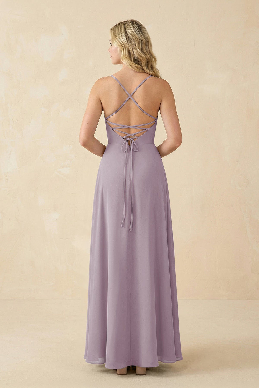 A-Line Chiffon Spaghetti Strap Bridesmaid Dress in Dusk