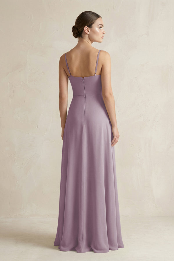 Dusk A-Line Chiffon Spaghetti Strap Bridesmaid Dress (2) | KISSBRIDAL