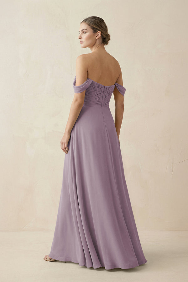 Dusk A-Line Off-the-Shoulder Chiffon Bridesmaid Dress (2) | KISSBRIDAL