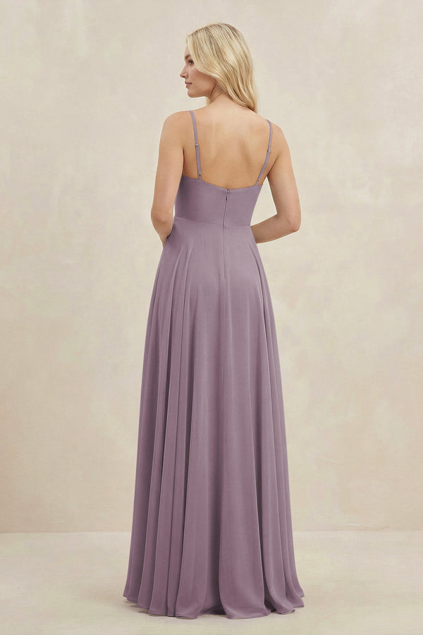 Dusk A-Line Spaghetti Strap Chiffon Bridesmaid Dress (2) | KISSBRIDAL