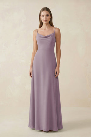 Dusk Cami Strap A-Line Chiffon Bridesmaid Dress | KISSBRIDAL