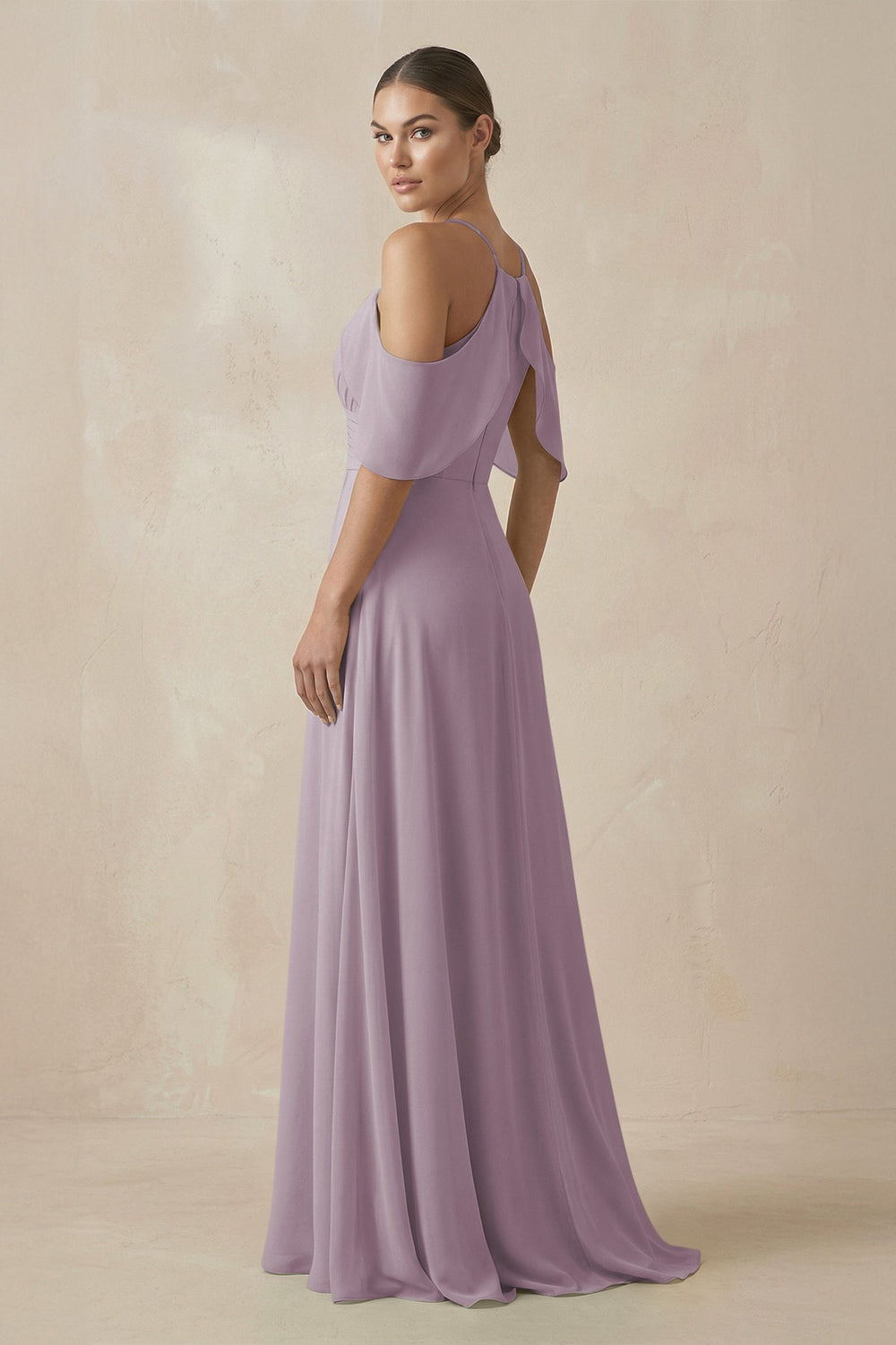Chiffon A-Line Long Bridesmaid Dress in Dusk