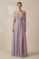 Dusk Chiffon A-Line Long Bridesmaid Dress | KISSBRIDAL