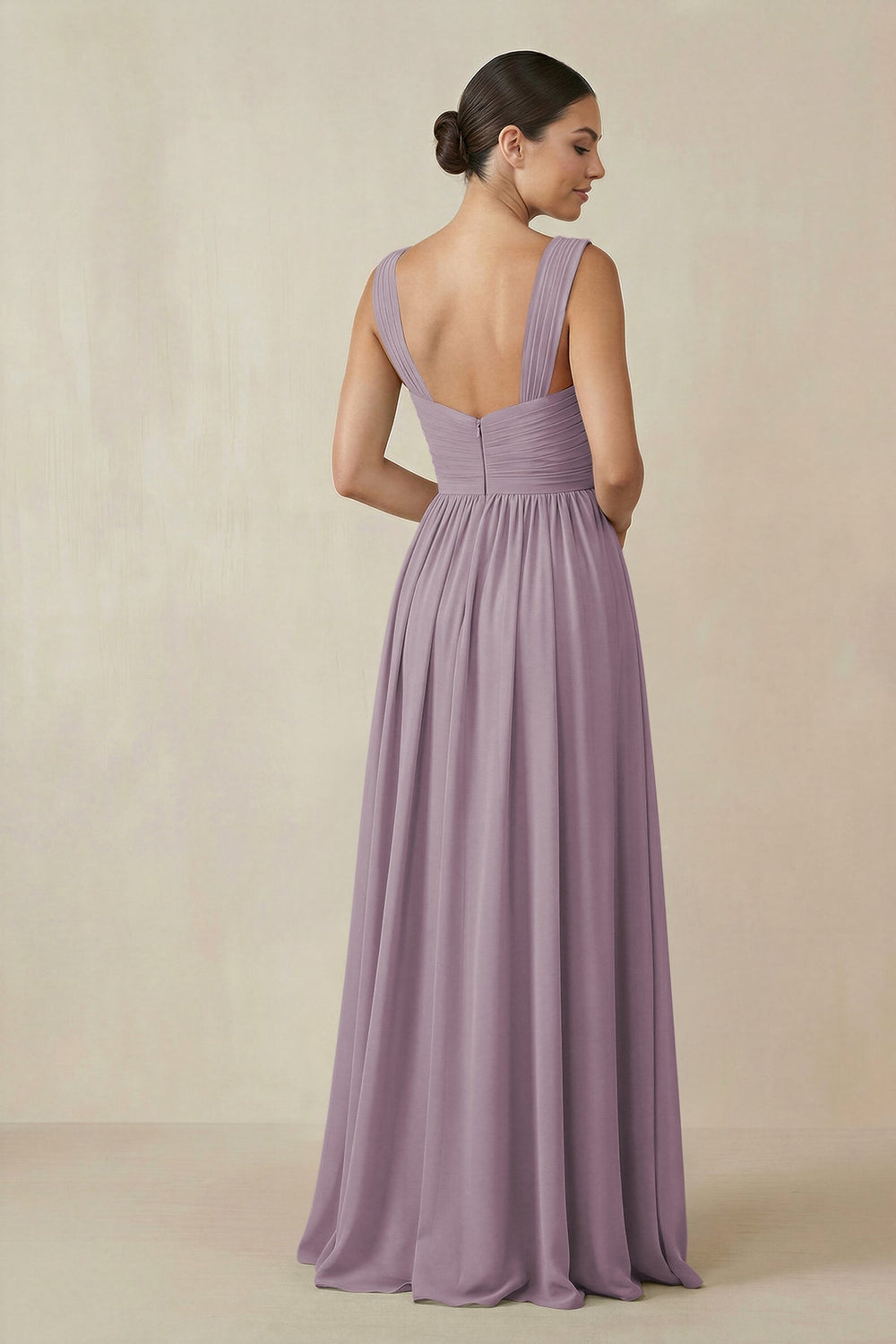 Chiffon A-Line Pleated Bridesmaid Dress in Dusk