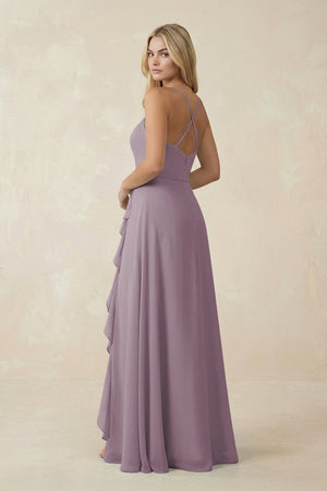 Dusk Ruffled Hem A-Line Chiffon Bridesmaid Dress (2) | KISSBRIDAL