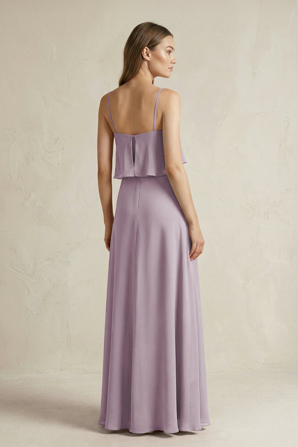 Dusk Ruffled Spaghetti Strap A-Line Chiffon Bridesmaid Dress in Dusk (2) | KISSBRIDAL