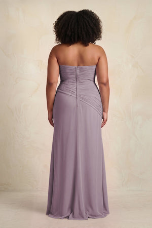 Dusk Sheath Chiffon Strapless Pleated Bridesmaid Dress (4) [sizeplus] | KISSBRIDAL